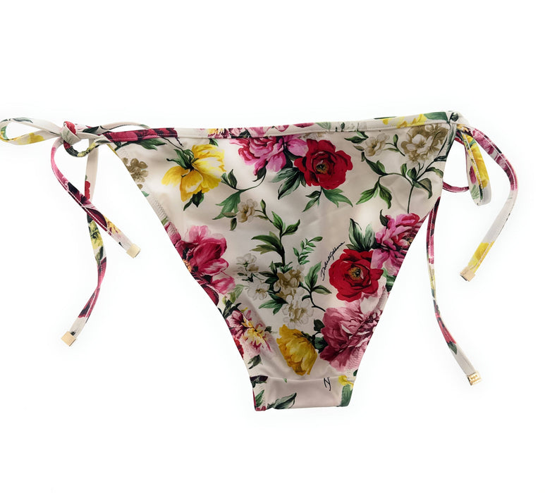 Dolce & Gabbana Romantic Rose Print Tie-Side Bikini Bottom – XL
