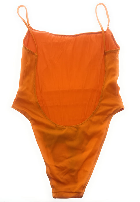 Dolce & Gabbana Tangerine Orange One-Piece Swimsuit with DG Logo-S