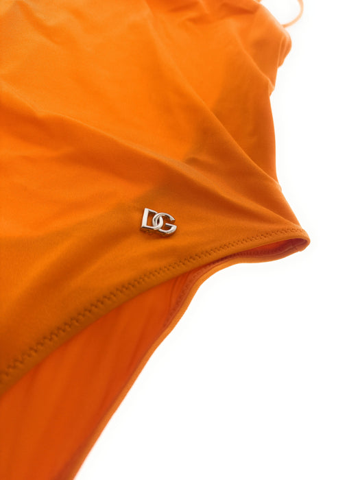 Dolce & Gabbana Tangerine Orange One-Piece Swimsuit with DG Logo-S