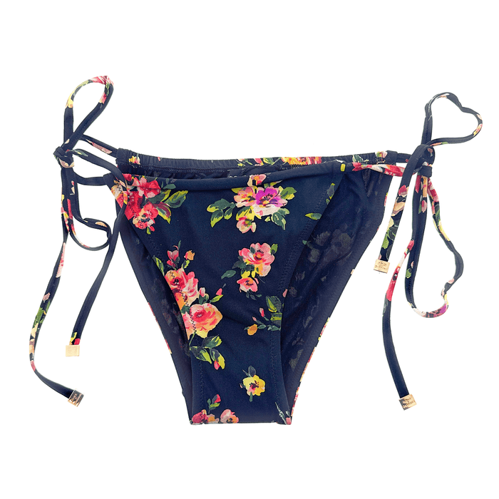 Dolce & Gabbana Black Floral Tie-Side Bikini Bottom