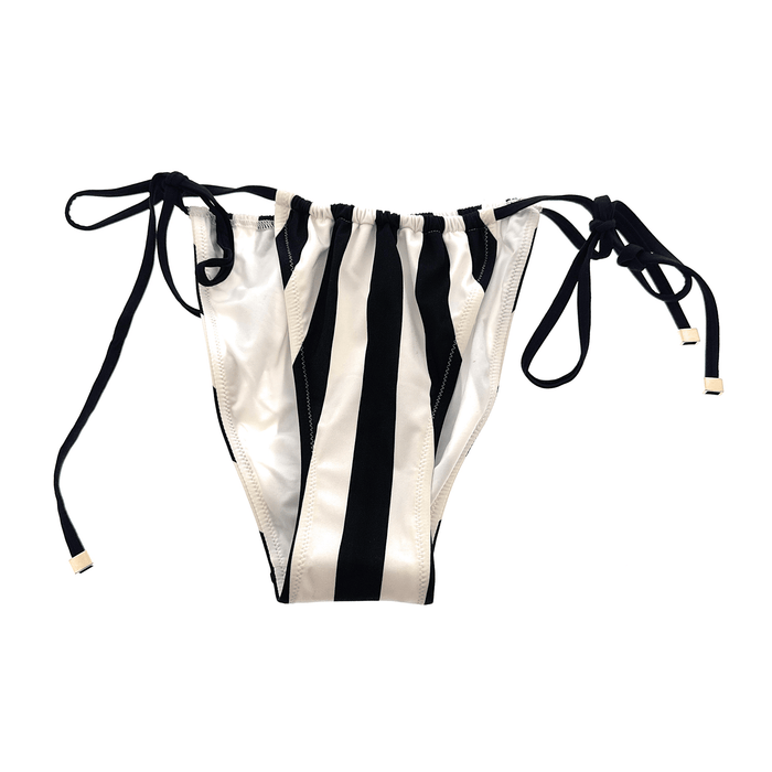 Dolce & Gabbana Striped Black & White Tie-Side Bikini Bottom -M