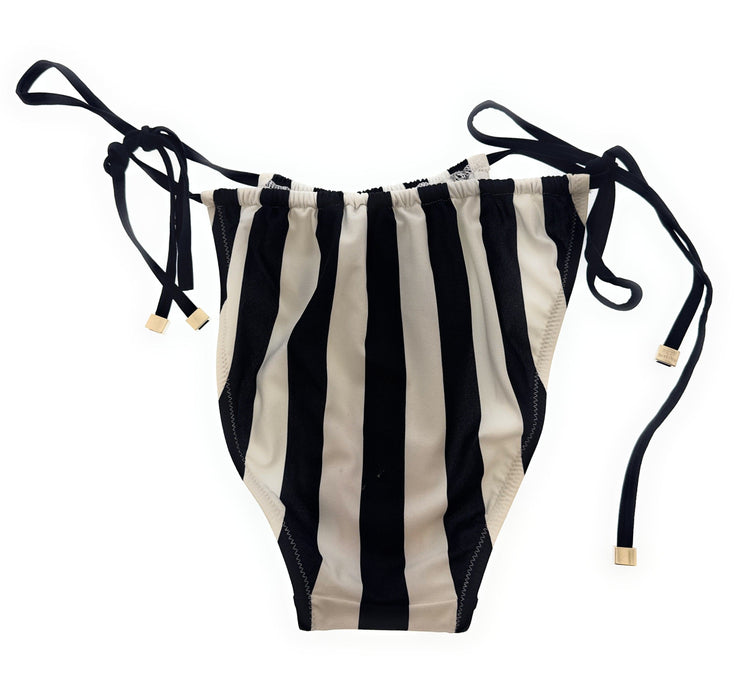 Dolce & Gabbana Striped Black & White Tie-Side Bikini Bottom -M