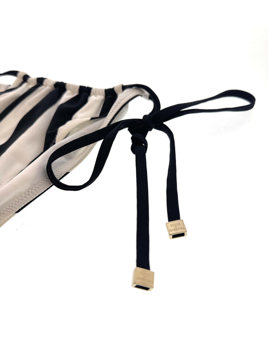 Dolce & Gabbana Striped Black & White Tie-Side Bikini Bottom -M