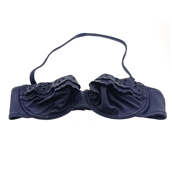 Dolce & Gabbana Black Embroidered Eyelet Balconette Bikini Top–XS
