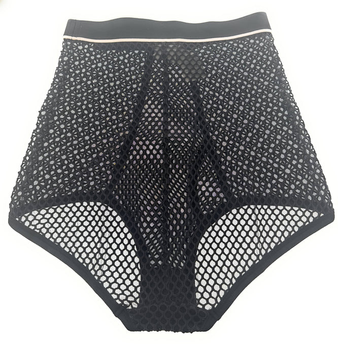 Dolce & Gabbana Black Fishnet High-Waisted Briefs with Logo Band-S