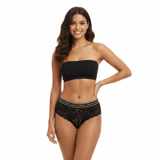 Dolce & Gabbana Black Lace Briefs with Logo Waistband-S