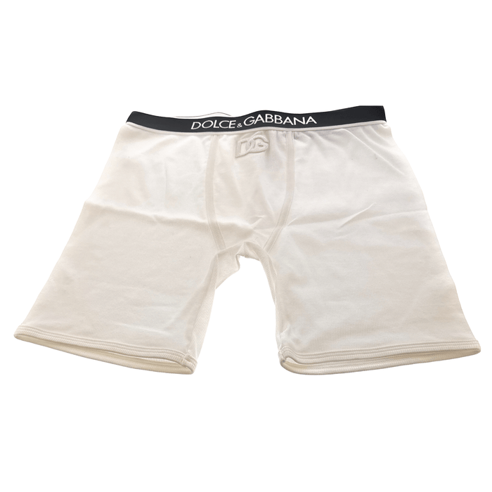 Dolce & Gabbana Women's White Cotton Boxer Briefs with Logo Waistband-S