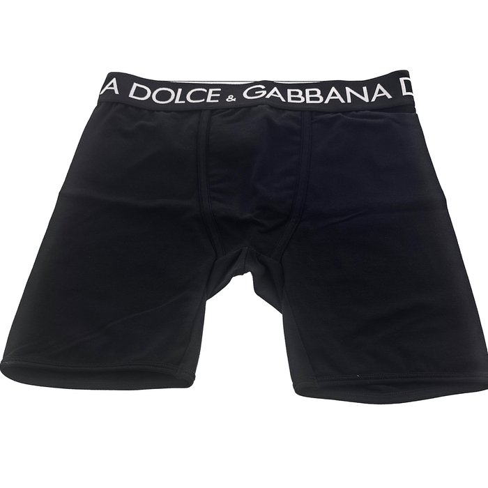 Dolce & Gabbana Women's Black Stretch Boxer Briefs with Logo Waistband-S