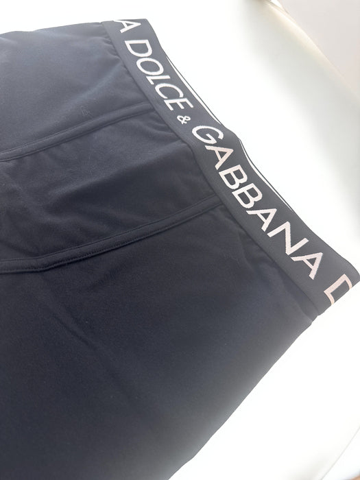Dolce & Gabbana Women's Black Stretch Boxer Briefs with Logo Waistband-S