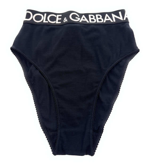 Dolce & Gabbana Women's Black High-Waist Briefs with Logo Band-S