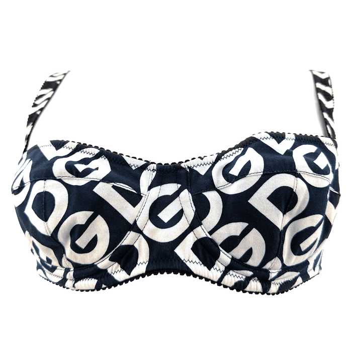 Dolce & Gabbana Monogram Logo Print Underwire Bra – Black & Beige