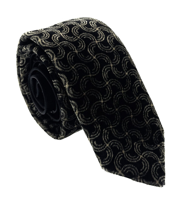 Emporio Armani Mens Black & Gold Golden waves Tie – Made in Italy