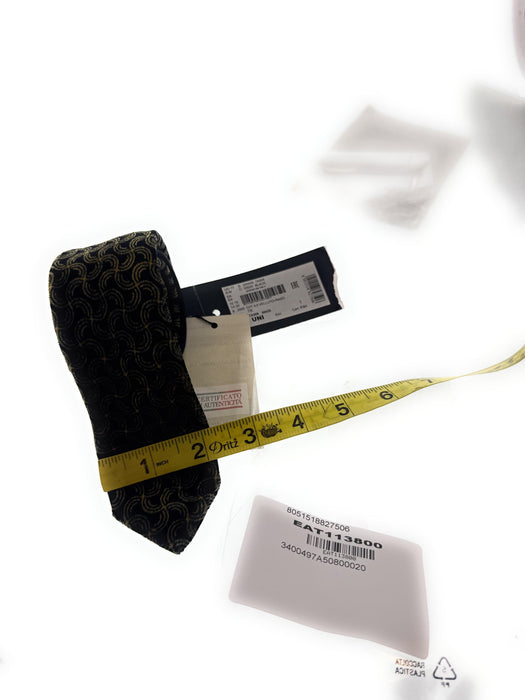 Emporio Armani Mens Black & Gold Golden waves Tie – Made in Italy