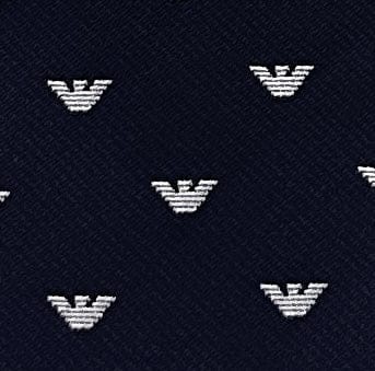 Emporio Armani Men’s Night Blue Silk Necktie with Logo Print, 3"