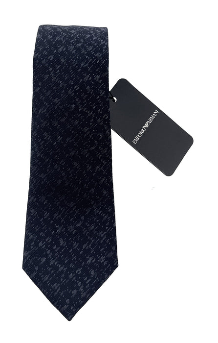 Emporio Armani Mens Night Blue Patch watermark Tie – Made in Italy