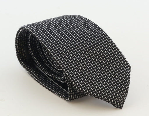 Emporio Armani Mens Black & Grey Grey Dotted Tie – Made in Italy