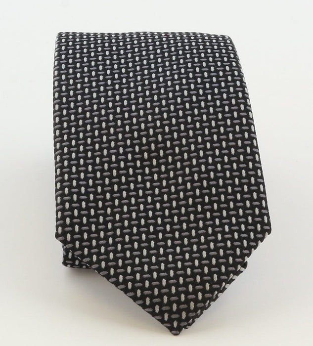 Emporio Armani Mens Black & Grey Grey Dotted Tie – Made in Italy