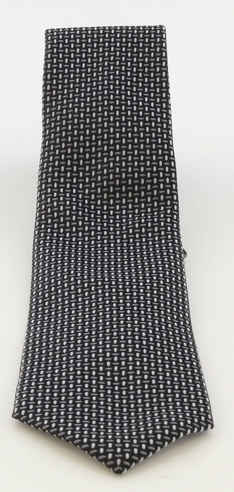 Emporio Armani Mens Black & Grey Grey Dotted Tie – Made in Italy