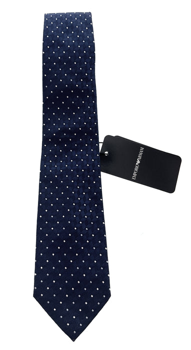 Emporio Armani Blue Diamond Dotted Men's Tie, 3"