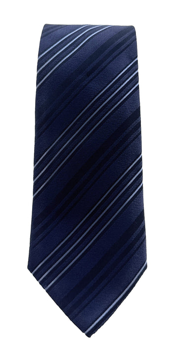 Emporio Armani Mens Blue Striped Tie – Made in Italy