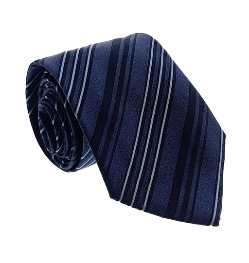 Emporio Armani Mens Blue Striped Tie – Made in Italy
