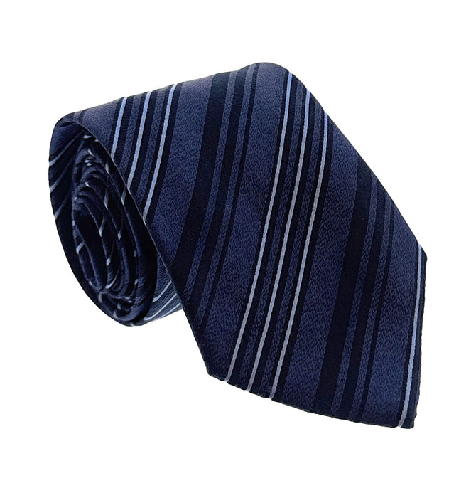 Emporio Armani Mens Blue Striped Tie – Made in Italy