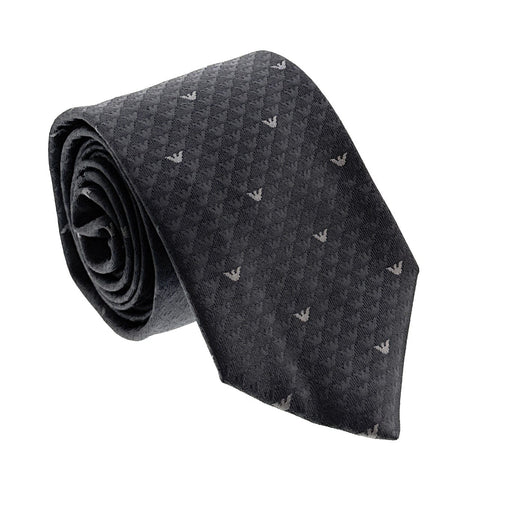 Emporio Armani Grey Armani logo Silk Tie – 3in