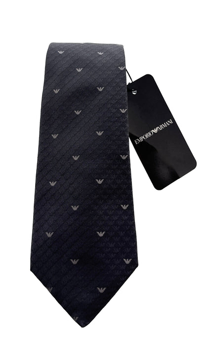 Emporio Armani Grey Armani logo Silk Tie – 3in