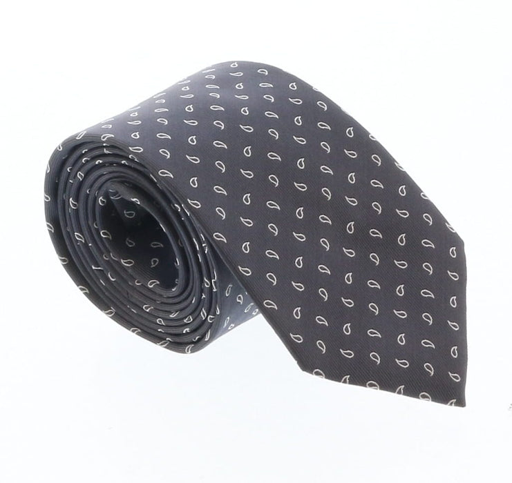 Emporio Armani Anthracite Teardrop Motif 100% Silk Mens Tie