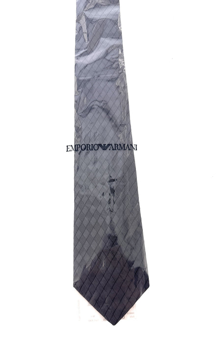 Emporio Armani Anthracite Grey Diamond weave Men's Tie, 3"
