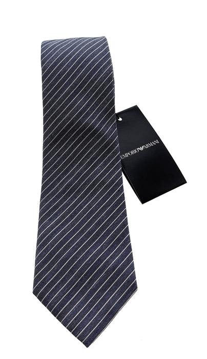 Emporio Armani Men’s Night Blue Striped Silk Necktie, 3''