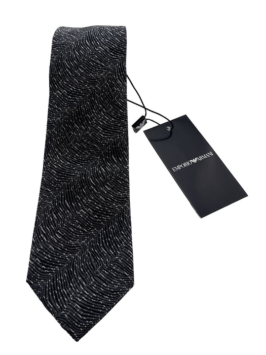 Emporio Armani Charcoal Abstract Polyester-Silk Blend Tie – 3in