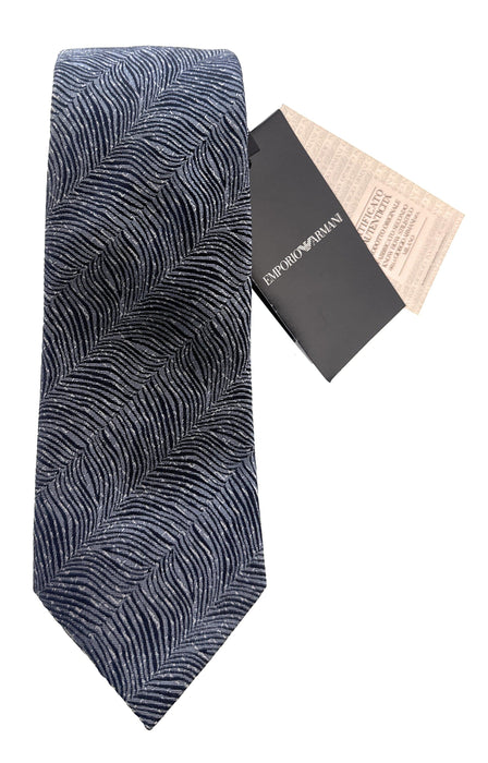 Emporio Armani Mens Light Blue Zebra Stripe Tie – Made in Italy