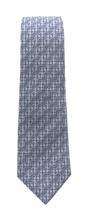Emporio Armani Men’s Light Blue Maze Pattern Silk Necktie, 3''