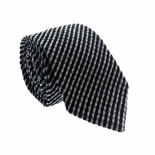 Emporio Armani Mens Black Striped Tie – Made in Italy