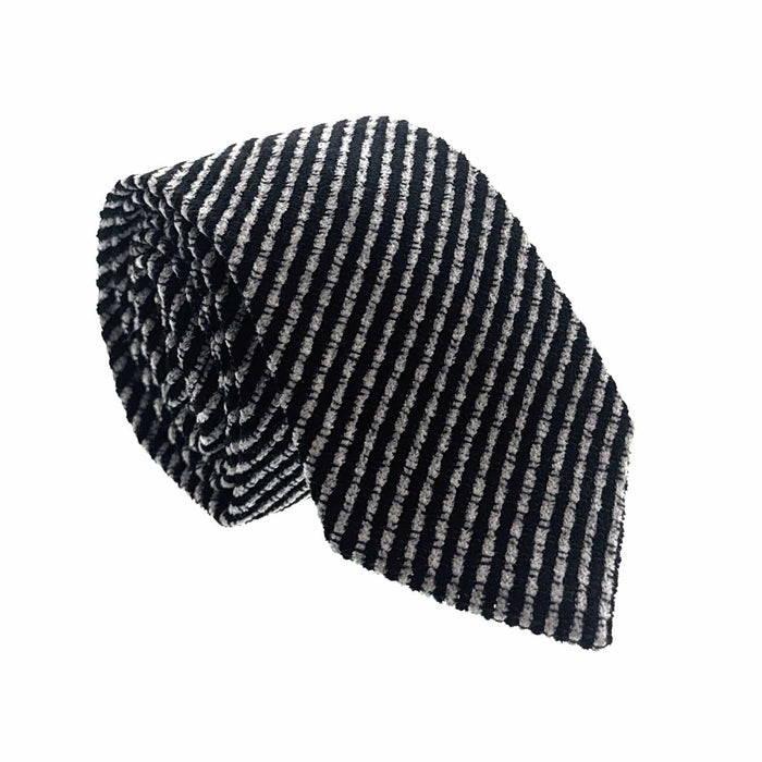 Emporio Armani Mens Black Striped Tie – Made in Italy
