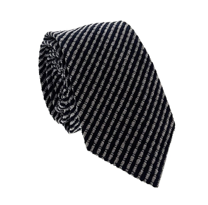 Emporio Armani Men's Blue & Grey Striped Tie, 3"