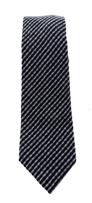 Emporio Armani Men's Blue & Grey Striped Tie, 3"
