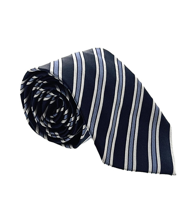 Emporio Armani Mens Night Blue Regimental stripe Tie – Made in Italy