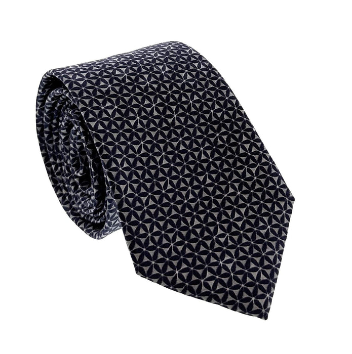 Emporio Armani Mens Peacot Blue Geometric Tie – Made in Italy