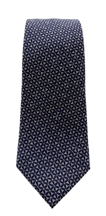 Emporio Armani Mens Peacot Blue Geometric Tie – Made in Italy