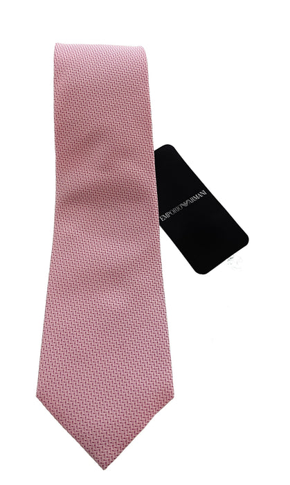 Emporio Armani Men’s Rose Water Herringbone Silk Necktie, 3"