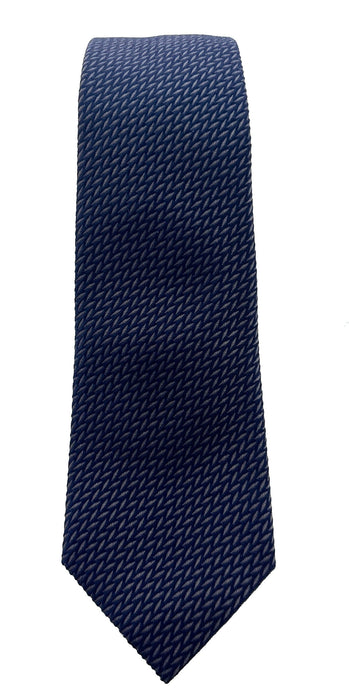 Emporio Armani Men’s Blue and Grey Herringbone Cotton Silk Necktie, 3"