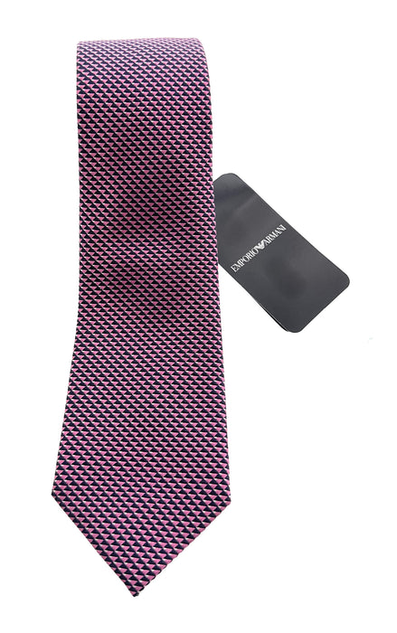 Emporio Armani Pink Black Geometric Silk Tie – 3in