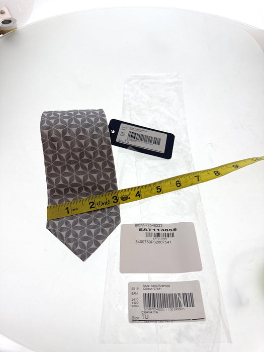 Emporio Armani Mens Grey White Floral Tie – Made in Italy