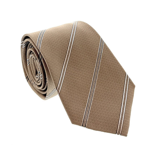 Emporio Armani Men’s Khaki Regimental Stripe Silk Necktie, 3"