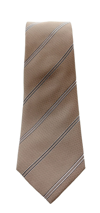 Emporio Armani Men’s Khaki Regimental Stripe Silk Necktie, 3"