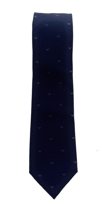 Emporio Armani Navy Blue Armani Logo Pattern Men's Tie – Made in Italy