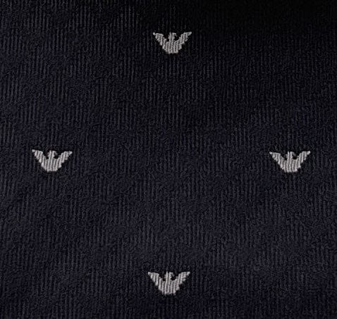 Emporio Armani Men’s Grey Silk Necktie with Logo Print, 3"