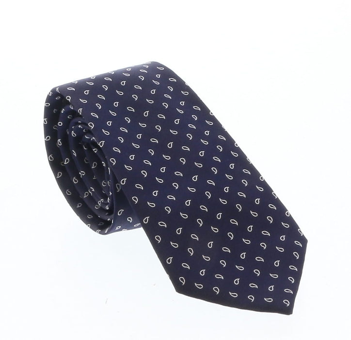 Emporio Armani Night blue Teardrop motif pattern 100% Silk Mens Tie
